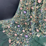 tissu brodé floral semi transparent polyester multi couleurs occasion quotidien tulle 3d embossé trame