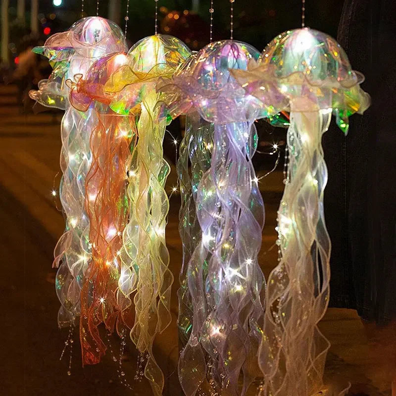 méduses lumineuses multicolores translucides chaînes suspendues veilleuses décoratives chambre filles