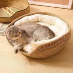 lit animal tressé bohème panier coussin doux oreillers blanc gris chambre maison