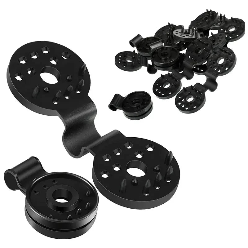 Détail du clip montrant le trou pour corde et la poignée de verrouillage