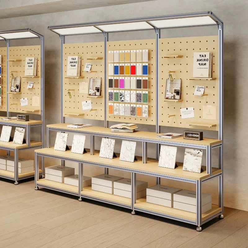 étagère modulaire aluminium gris bois clair moderne stockage organisateur cuisine garage blancs