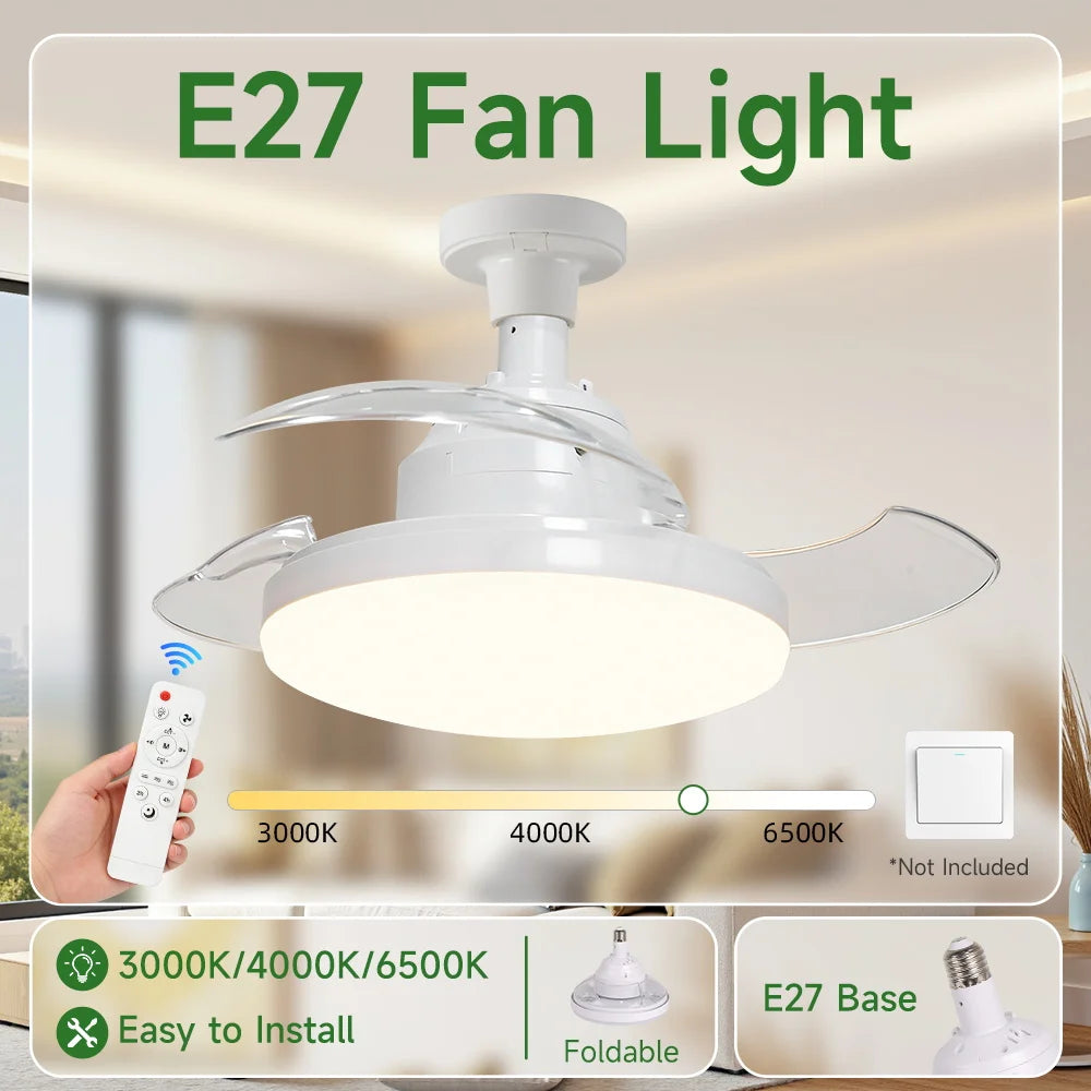 ventilateur plafonnier éclairage intégré moderne blanc pales incurvées télécommande E27 LED