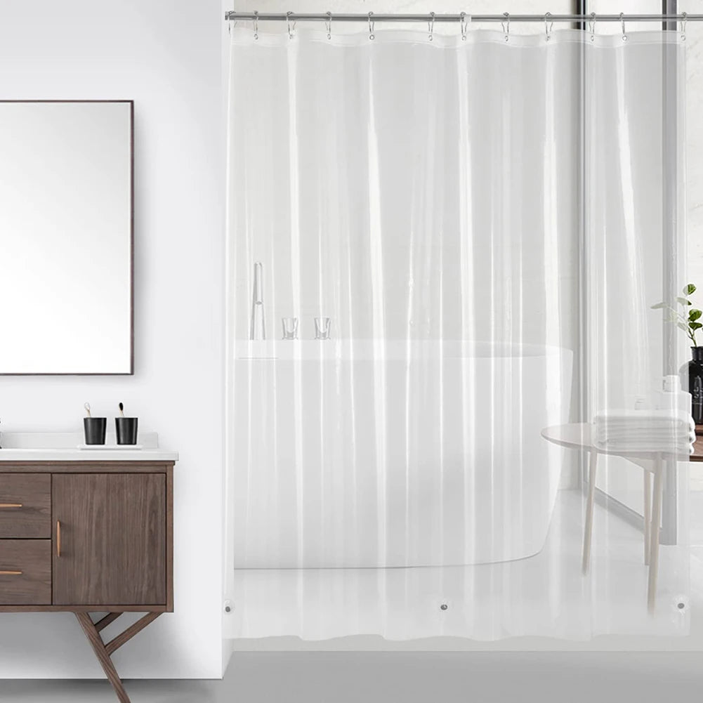 rideau douche moderne transparent rose aimants lestés blanc gris respectueux environnement