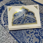 tapis prière islamique géométrique polyester bleu vert gris violet moderne