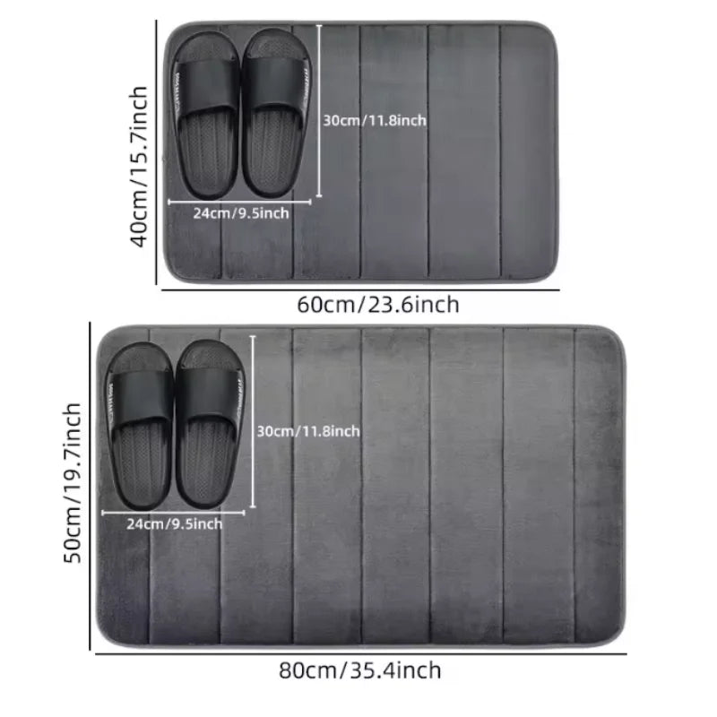 tapis sol salle bain gris texture granulaire moderne antidérapant absorbant eau lavable machine durable