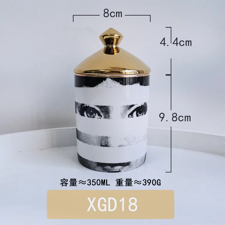 boîtes bougies parfumées art déco moderne vintage illustrations visages géométriques 350ml