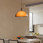 suspension lumineuse moderne orange noir acrylique mat pendentif tringle fixe flux luminescent 60 249v