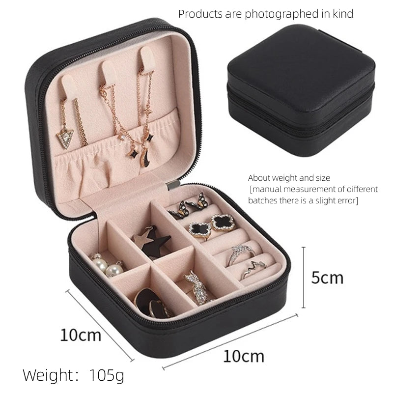 boîte bijoux velours moderne noir rose beige glissière compartiments bagues bracelets oreilles