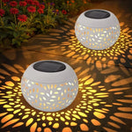 lanterne solaire moderne blanc feuilles découpées ip65 led étanche extérieur table jardin patio