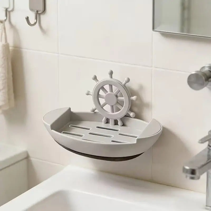 porte savon bateau nautique moderne adhésif drainage blanc gris noir rose