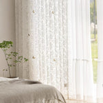 rideau blanc transparent motif papillon fleurs moderne élégant fenêtre salon maison