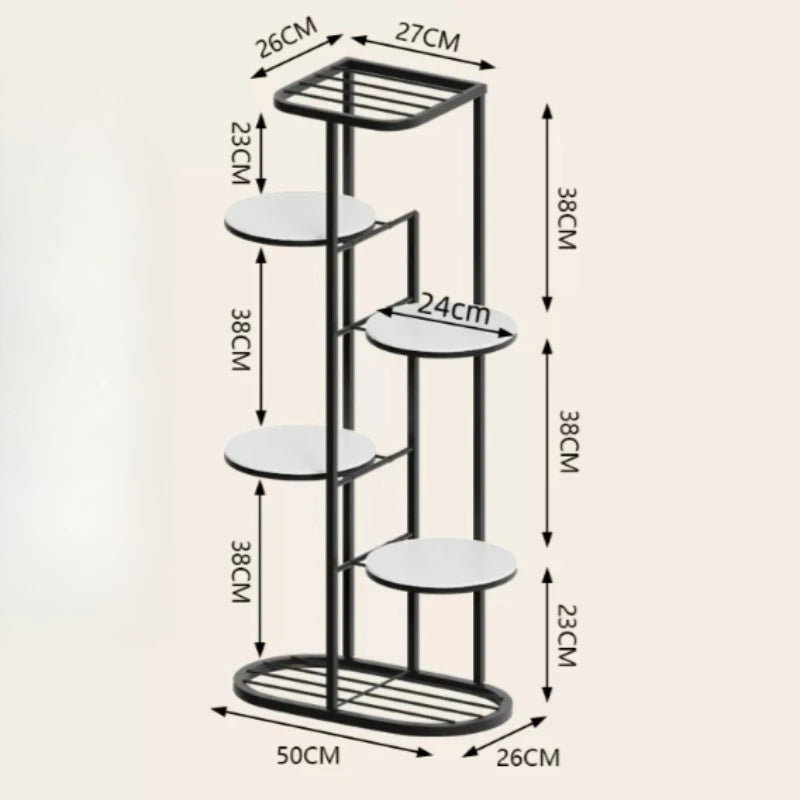 étagère métal multi niveaux plantes moderne extérieur intérieur or noir blanc