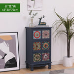 commode vintage rustique tiroirs floraux bois foncé organisateur chambre coucher bois massif