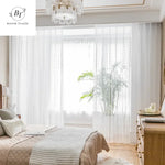rideau blanc transparent tulle brodé feuilles classique fenêtre salon chambre maison