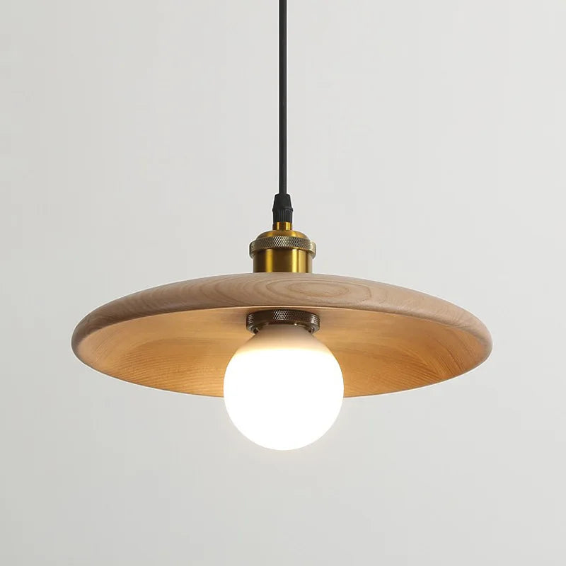 Lampes suspendues modernes bois texturé minimaliste ampoule LED câble noir salon chambre