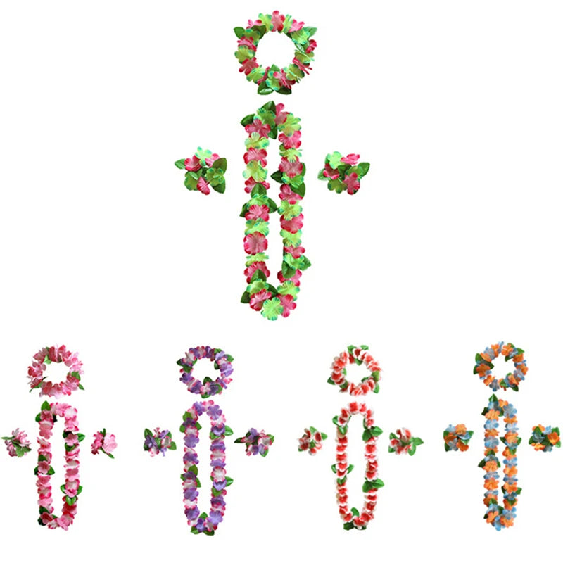 bracelets fleurs artificielles tropicales multicolor adhésifs extérieures décoration maison fêtes hawaii plage