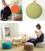 coussin rond lin mousse pu amovible lavable couleur beige orange décoration zen