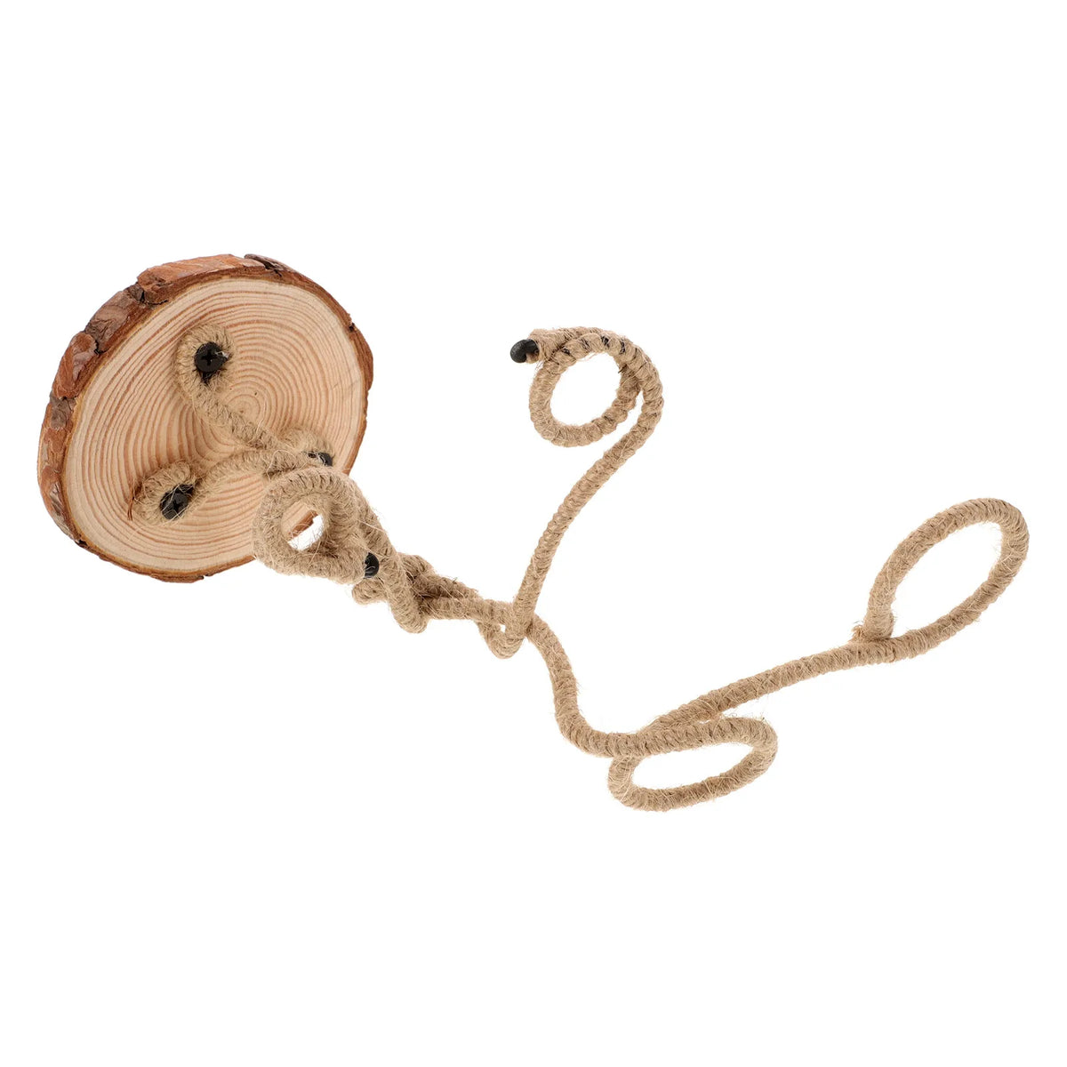 support plantes suspendues bohème rustique corde tressée base bois diamètre 9cm hauteur 30cm fixations