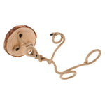 support plantes suspendues bohème rustique corde tressée base bois diamètre 9cm hauteur 30cm fixations