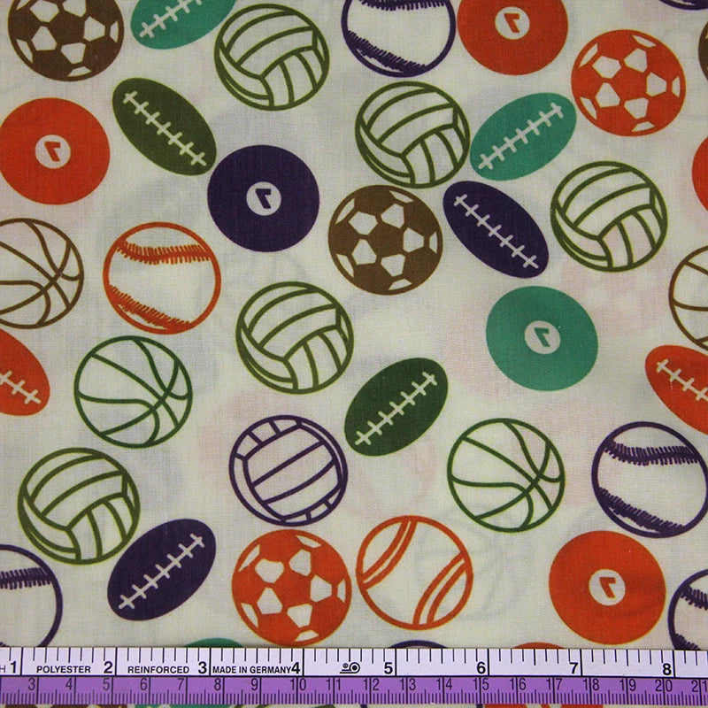 tissu imprimé sport boules baseball basket football coton polyester bricolage couture décoration maison