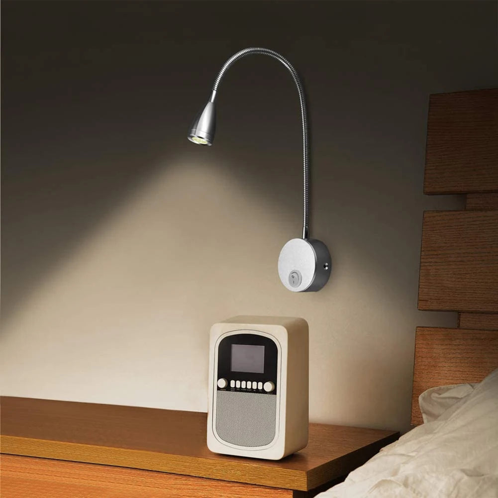 lampe lecture led moderne fixée mur noire flexible interrupteur bouton rechargeable