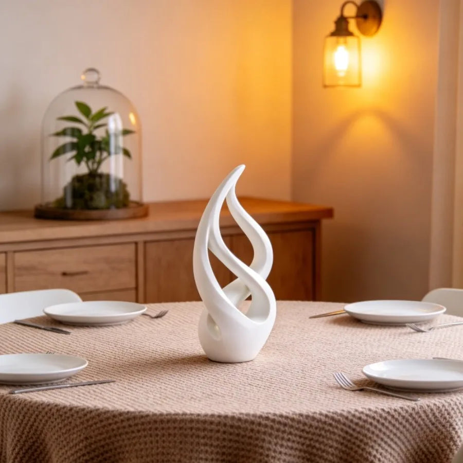 sculpture décorative moderne blanc forme ondulée contemporaine intérieur élément