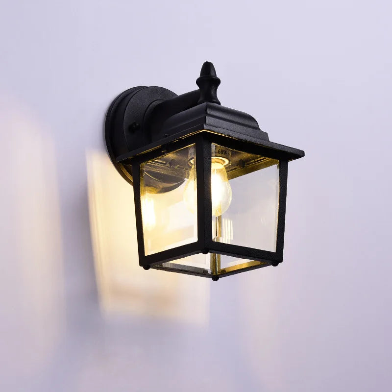 lampe murale noire classique verre trempé transparent éclairage industriel fixe led 85265v hydrofuge