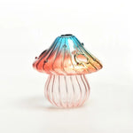vase moderne transparent champignons colorés orange rouge bleu vert reflets