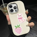 sticker pvc rose blanc geometrique animal fruit coeur aesthetic doux adhésif pack 10pcs 30pcs