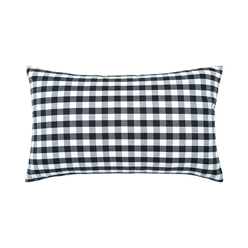 housse coussin noir blanc carreaux rayures moderne 30x50cm 45x45cm fixe décoration intérieur