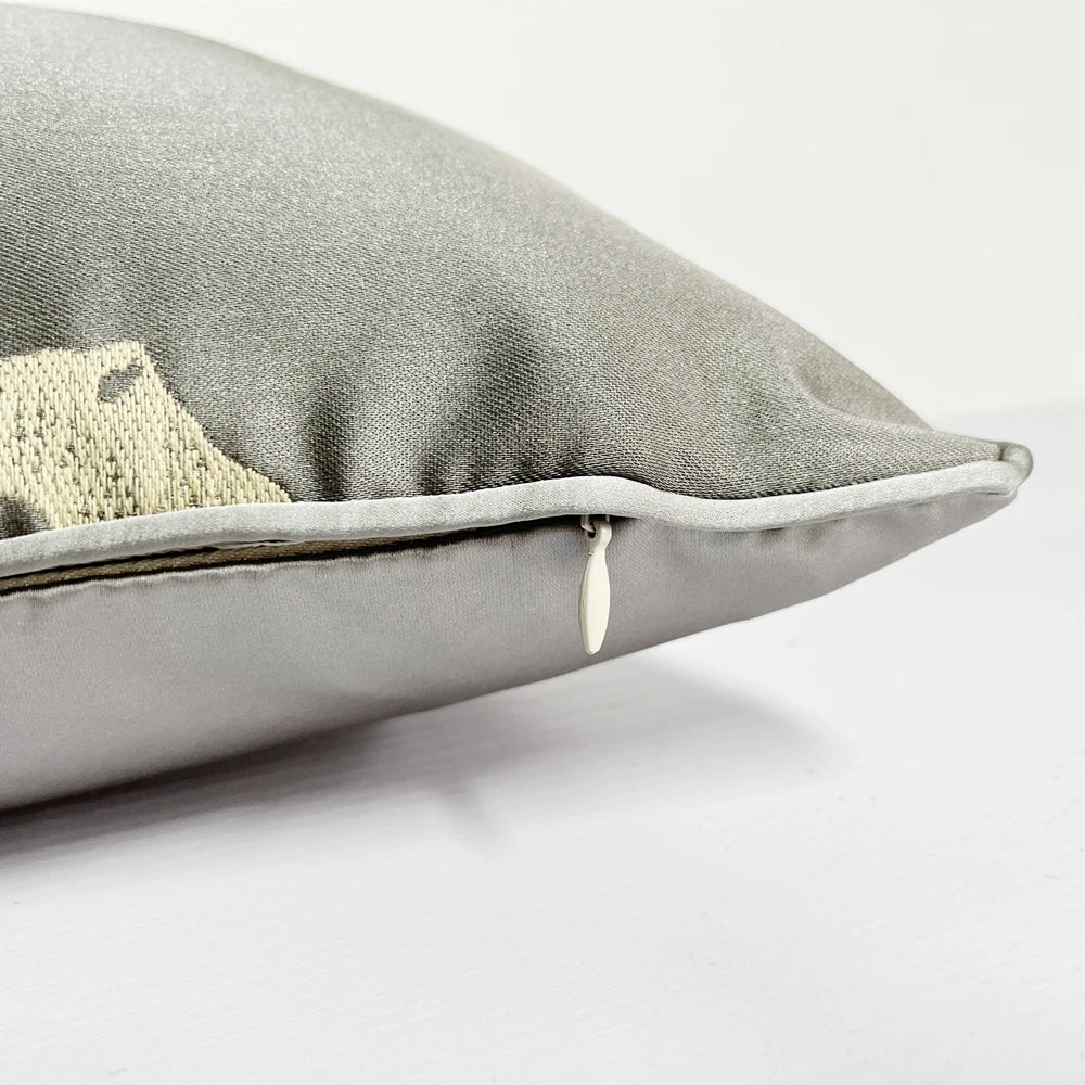 housse coussin gris léopard moderne adhésive décoration maison canapé chaise voiture 30x50cm polyester Jacquard