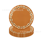 assiettes papier marron clair fleurs blanches occasion fête anniversaire vaisselle jetable