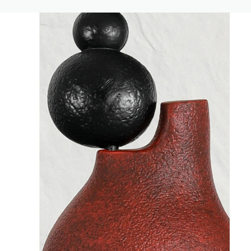 sculpture abstraite moderne rouge noir minimaliste décoration intérieure artistique contemporaine
