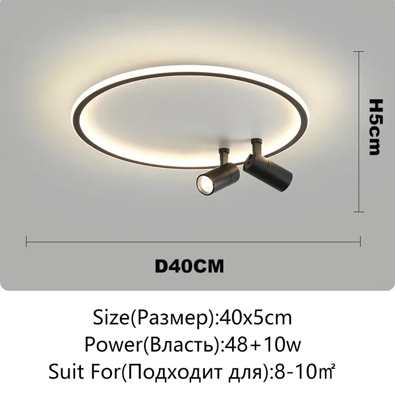 plafonnier led rond moderne blanc noir luminaire salon salle manger maison minimaliste