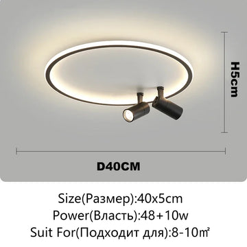 plafonnier led rond moderne blanc noir luminaire salon salle manger maison minimaliste