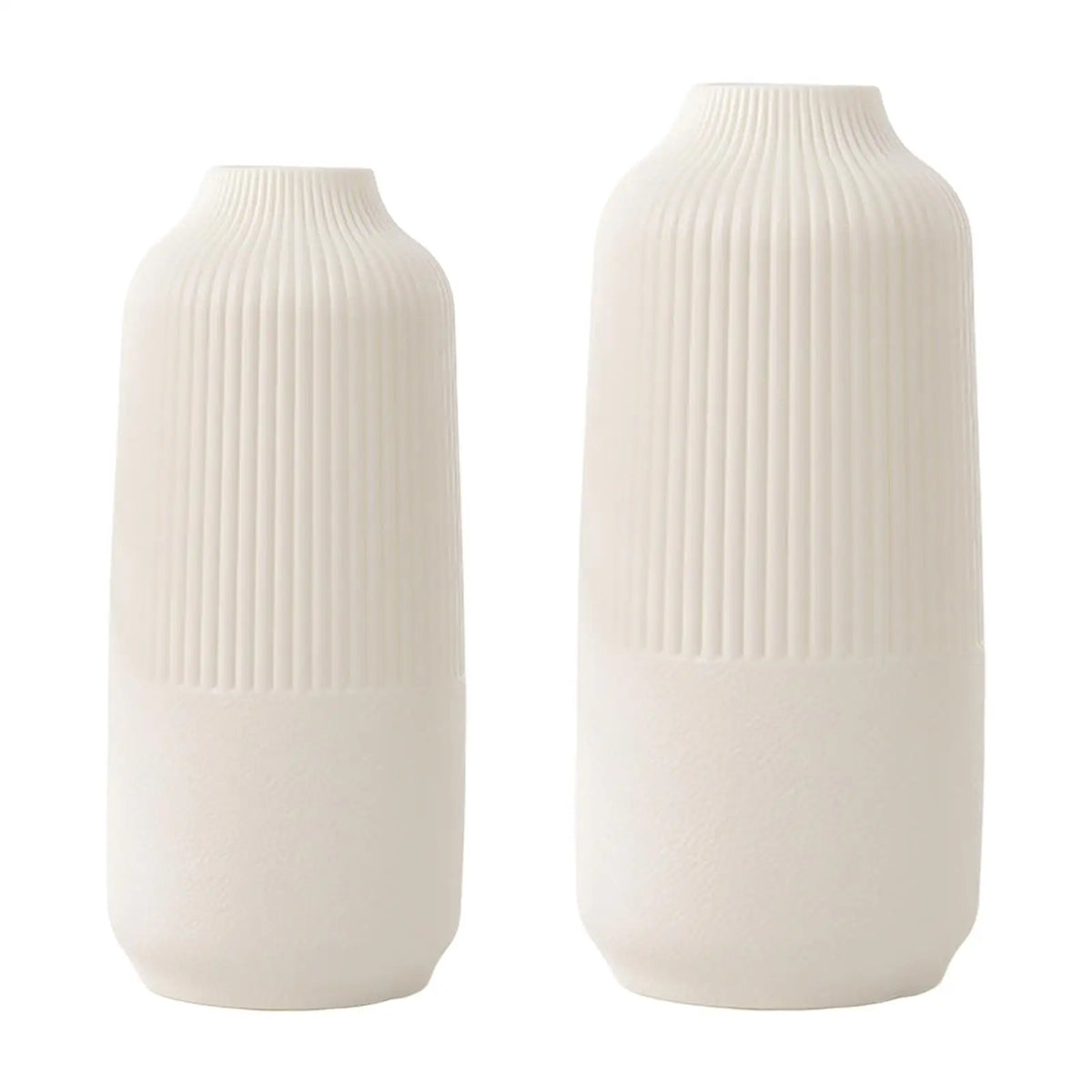vase moderne minimaliste plastique blanc crème rainures verticales décoration table chambre coucher