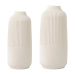 vase moderne minimaliste plastique blanc crème rainures verticales décoration table chambre coucher