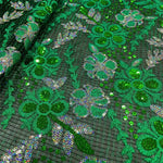 tissu africain brodé paillettes dentelle fleurs polyester mariage décoration robe soirée