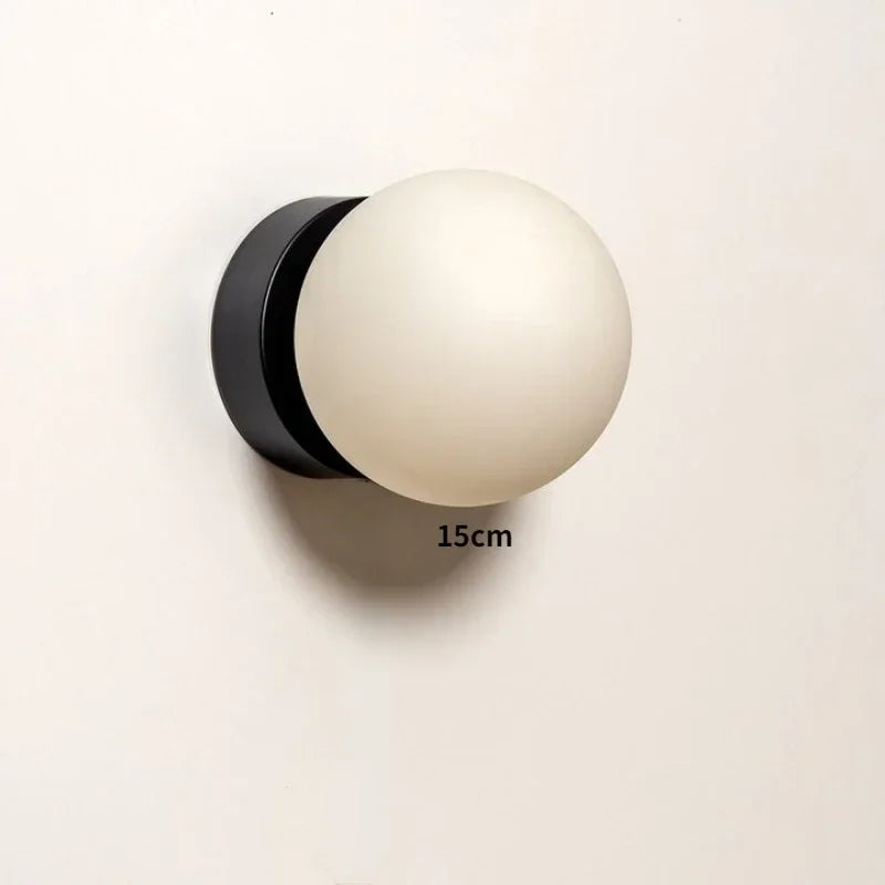 applique murale moderne blanc noir sphérique mate éclairage quotidien minimaliste fixée mur