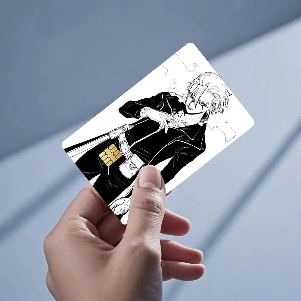 autocollant carte bancaire imperméable réutilisable personnage anime stanley snyder dr stone bleu noir
