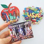 aimants york times square apple usa illustrés rouge vert bleu Jaune