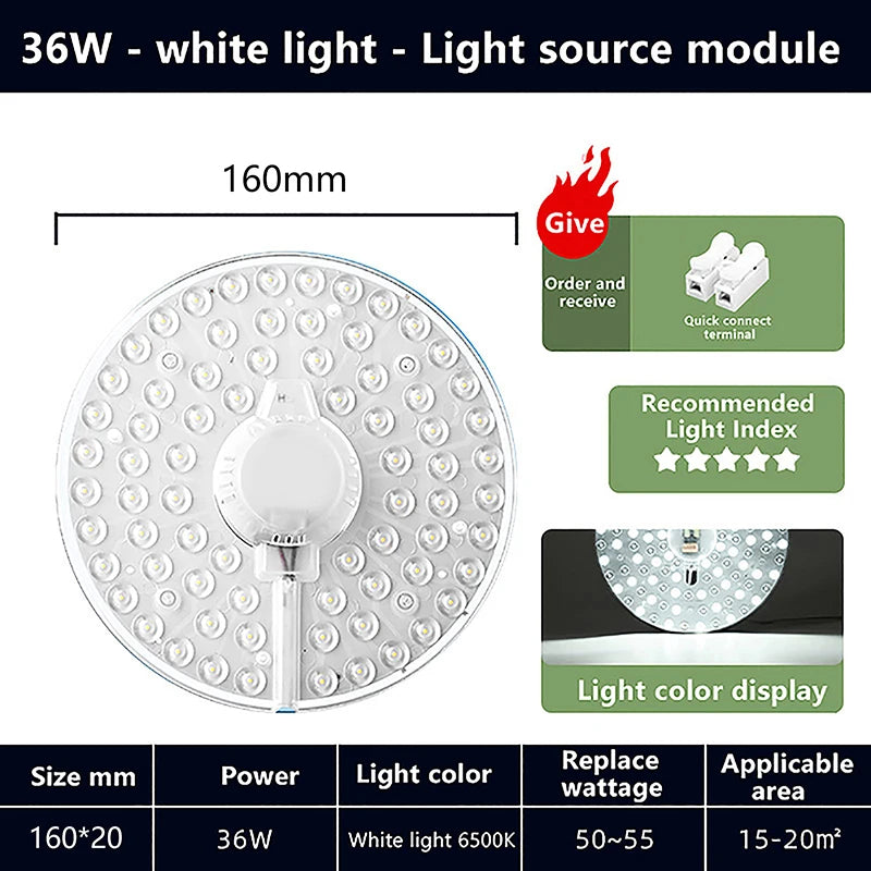plaque led rond blanc câble électrique moderne murale 12w 18w 24w 36w 48w 72w