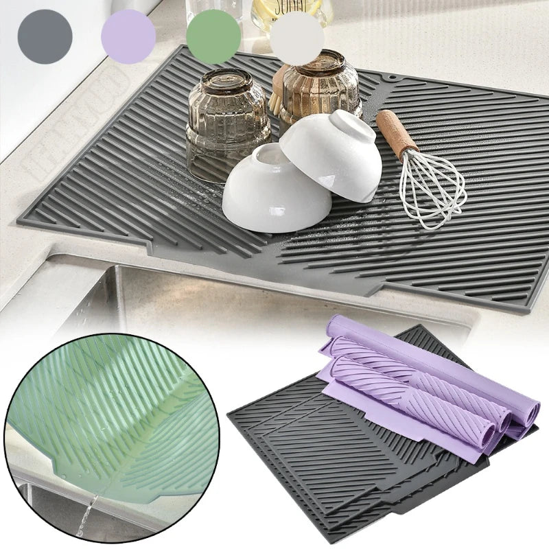 tapis cuisine silicone gris violet rayures diagonales moderne antidérapant respectueux environnement opaquet adhésif