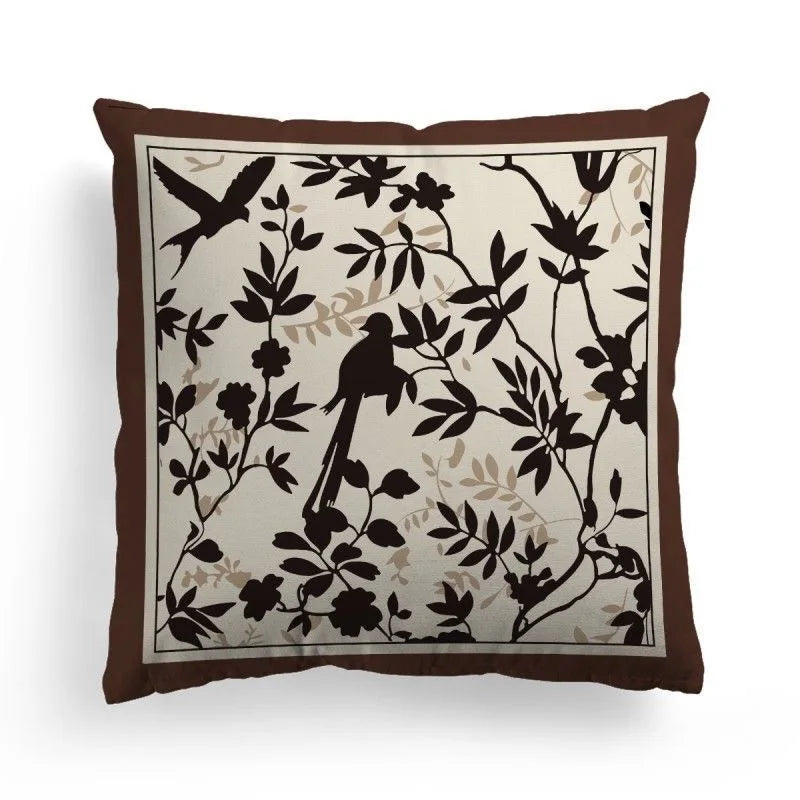 housse coussin fleurs feuilles vintage 100 polyester opaque maison decoration