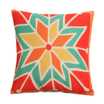 housse coussin imprimée moderne motifs géométriques bleu rouge noir 45x45cm