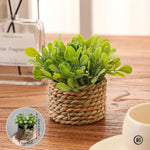 plante artificielle vert clair feuilles simples pot paille rustique décoration intérieure externe exposée