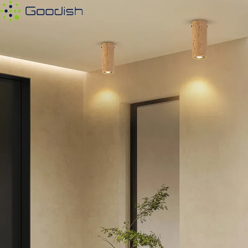 plafonniers led modernes pierre bois minimaliste éclairage quotidien interrupteur bouton couleurs lumière 3000k neutre