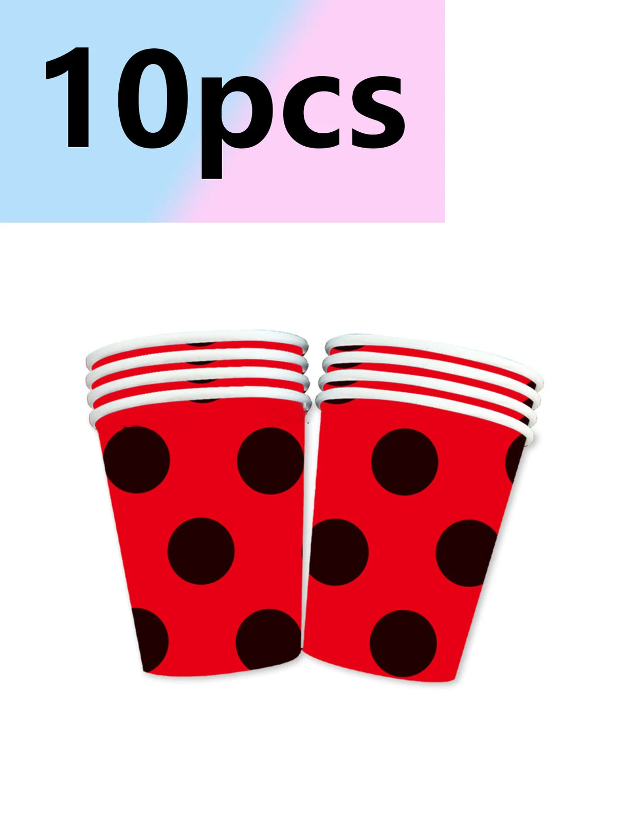 assiettes papier rouge motif points noires serviettes noires verres jetables fête thème coccinelle anniversaire