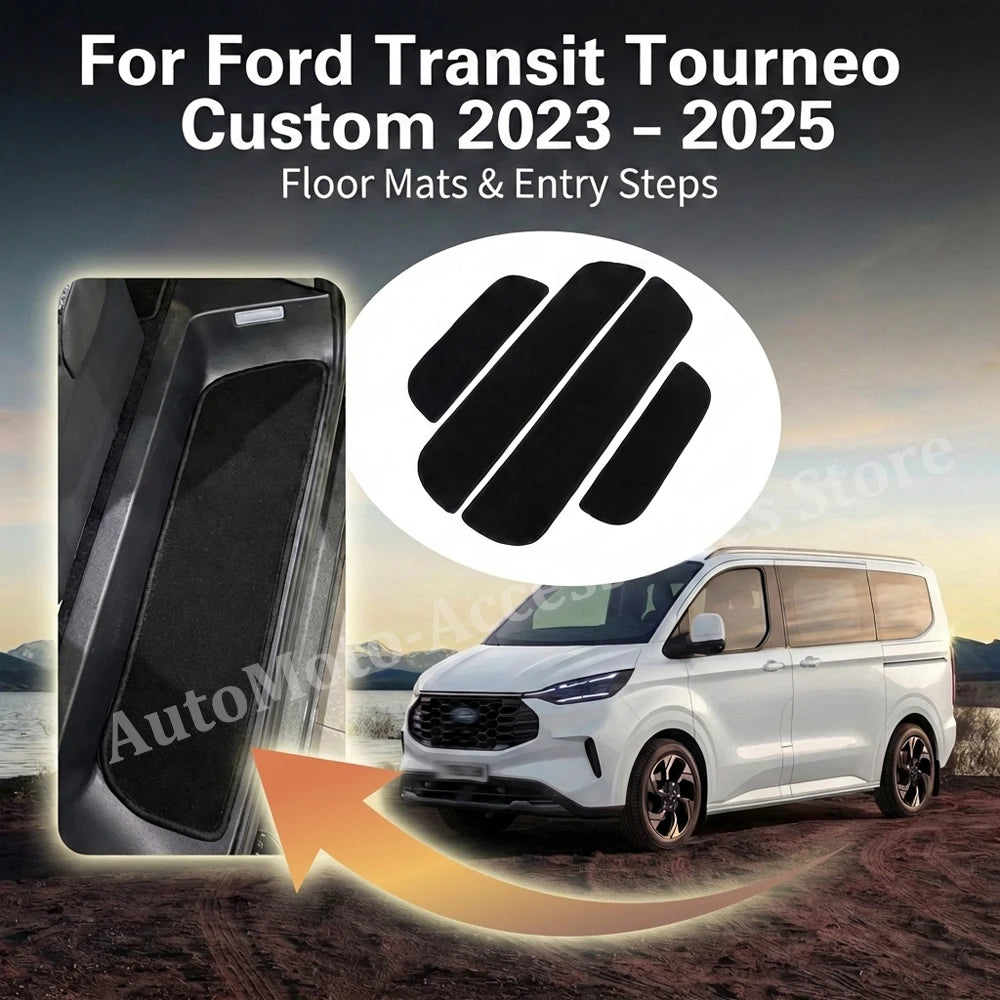 tapis sol marches entrée ford transit tourneo custom 2023 noir texture veloutée moderne adhésif