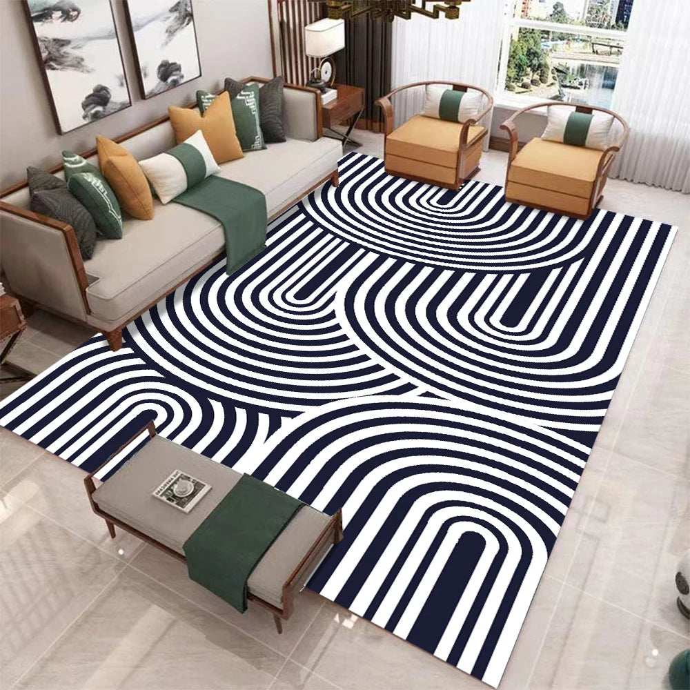 tapis moderne géométrique orange blanc noir vert bleu violet jaune rougeextérieur chambre moderne